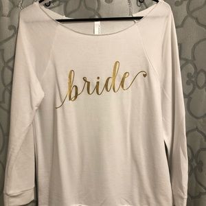 “Bride” off the shoulder sweatshirt